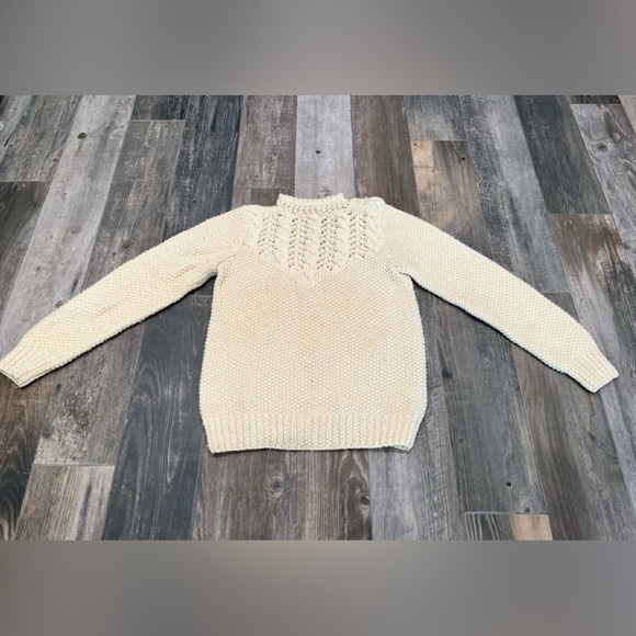 VANESSA Vintage Handmade 100% Wool Sweater Sz Large Fishermen Knit Cream - Picture 1 of 6